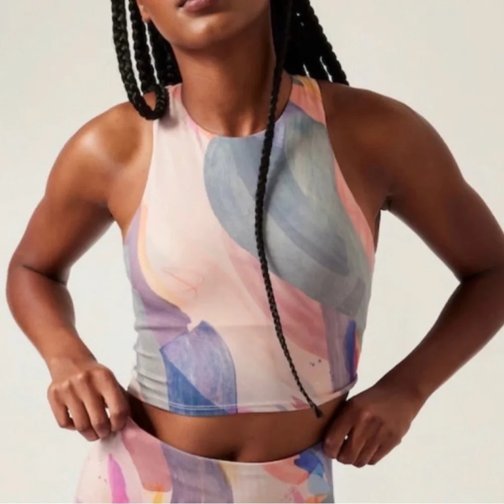 Athleta Womens Conscious Crop High Neck Racerback Tank | EUC | Sz XS